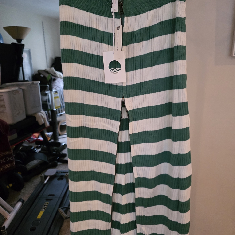 Anthropologie Daily Pactice Green and White Striped Skirt